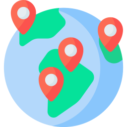 Globe with map markers